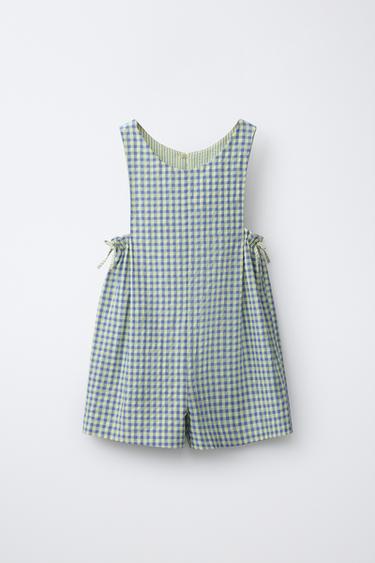 Короткий комбинезон в клетку виши с бантами- Заказать в России