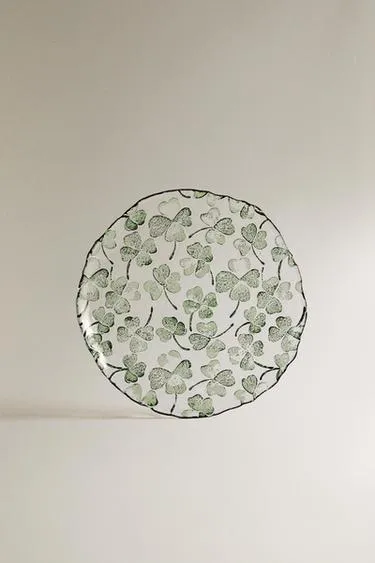 Стеклянная десертная тарелка clover