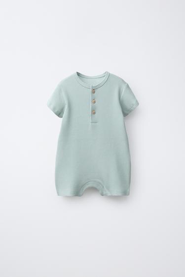 Zara Комбинезон из вафельного трикотажа с воротником на пуговицах