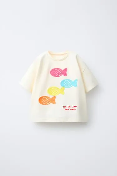 Футболка с вышивкой рыбок крючком- Заказать в России