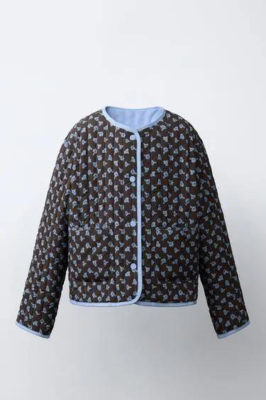 Стеганая куртка с цветочным принтом