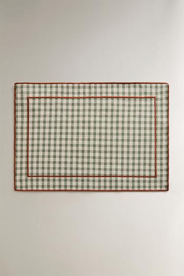 Zara Салфетка из хлопка с клетчатым узором и контрастной стежкой