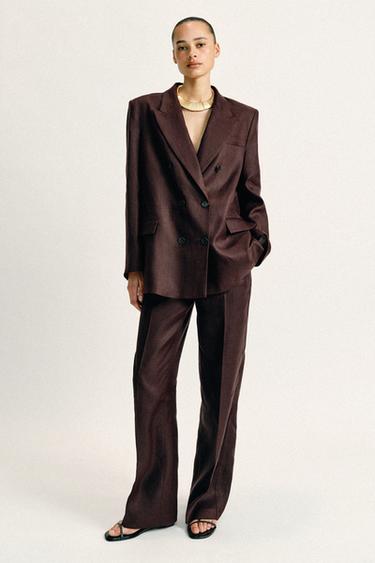 Zara Прямые брюки из 100% льна