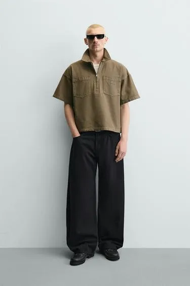 Поло свободного кроя с эффектом потертости