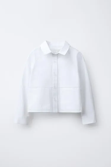 Укороченная рубашка с карманами