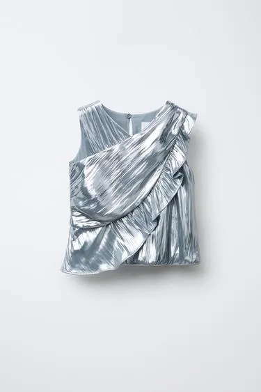 Металлизированный топ с воланами- Заказать в России