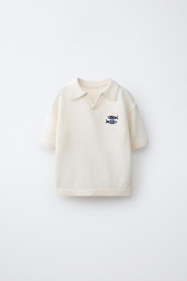 Zara Поло с вышивкой рыб купить с доставкой.