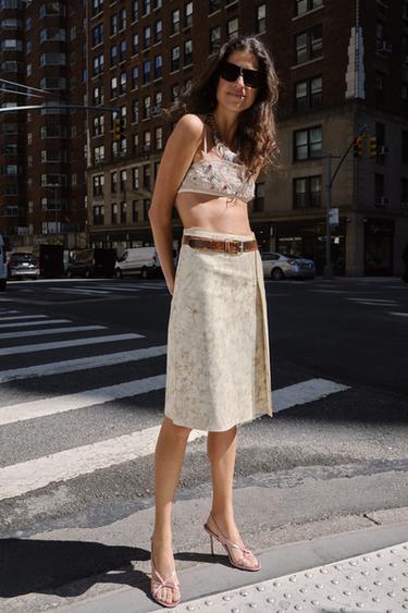 Zara Юбка из ограниченной коллекции ZW из натуральной кожи купить с доставкой.