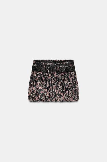 Zara Юбка объемного кроя с принтом, пайетками и блестящей нитью