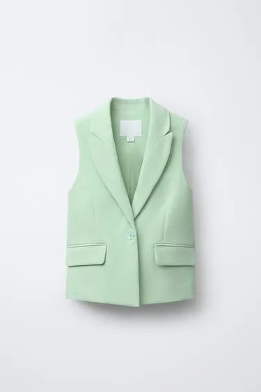 Длинный жилет с декоративной пуговицей- Заказать в России