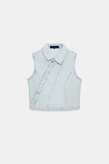 Zara Джинсовый жилет Z1975 внахлест