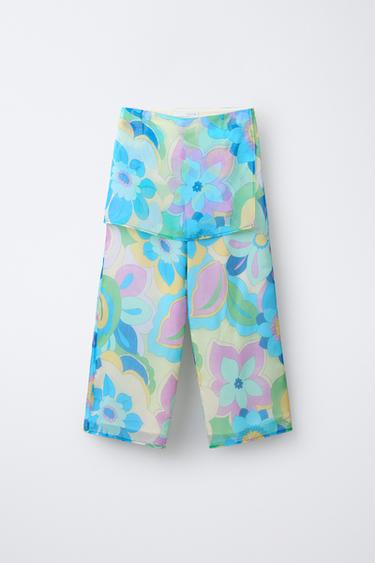 Zara Брюки  с юбкой и принтом