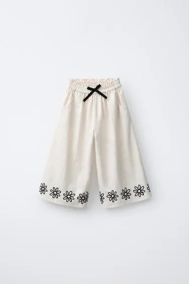 Брюки-кюлоты с вышивкой- Заказать в России