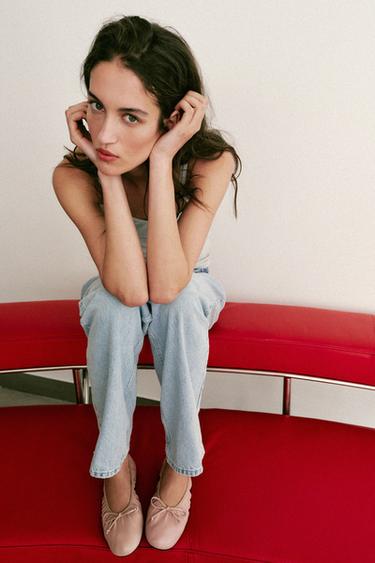 Zara Кожаные балетки со сборками