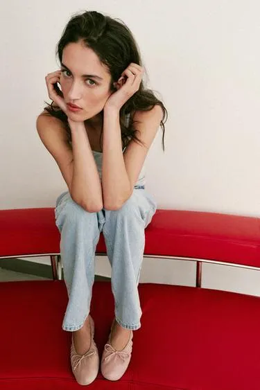 Кожаные балетки со сборками- Заказать в России