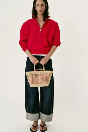 Плетеная сумка-корзина с двумя ручками