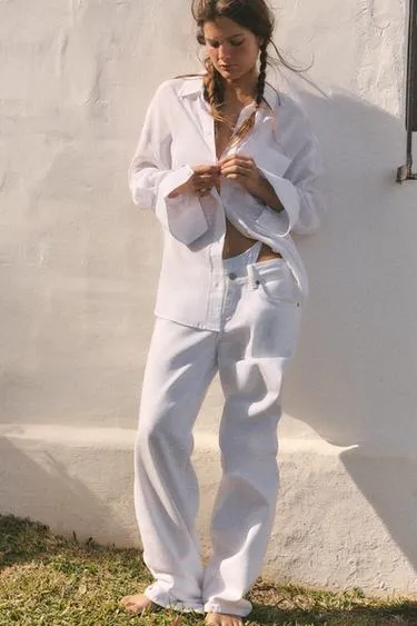 Рубашка оверсайз из газа с карманом