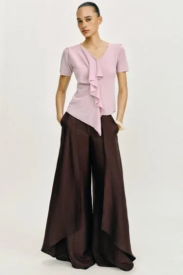 Трикотажный топ с воланами- Заказать в России