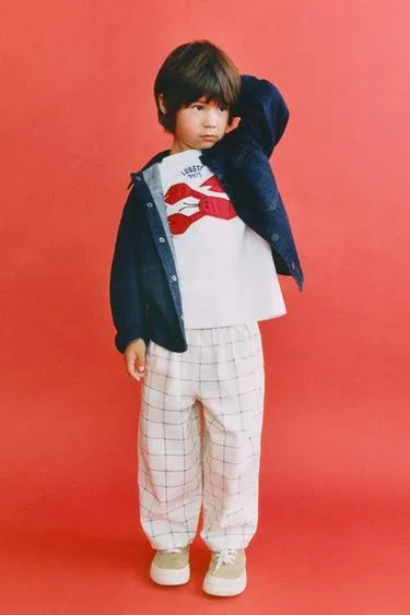 Брюки Baggy в клетку из хлопка и льна- Заказать в России