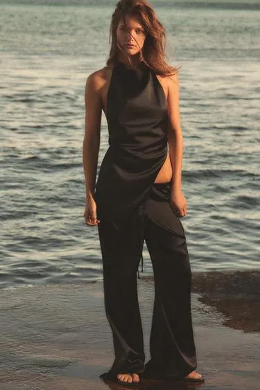 Атласные брюки на шнурке- Заказать в России