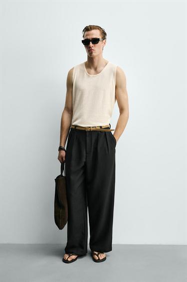 Zara Трикотажный топ из льна и хлопка