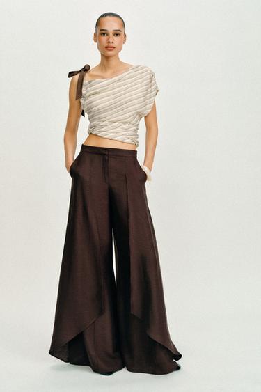 Zara Широкие брюки из льна