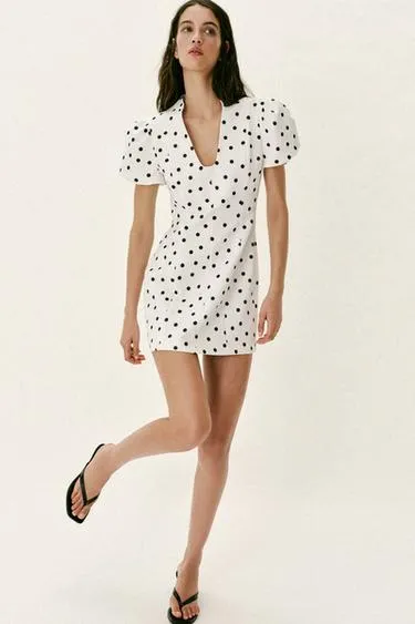 Короткое платье в горошек- Заказать в России