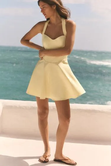 Платье халтер с расклешенной юбкой- Заказать в России