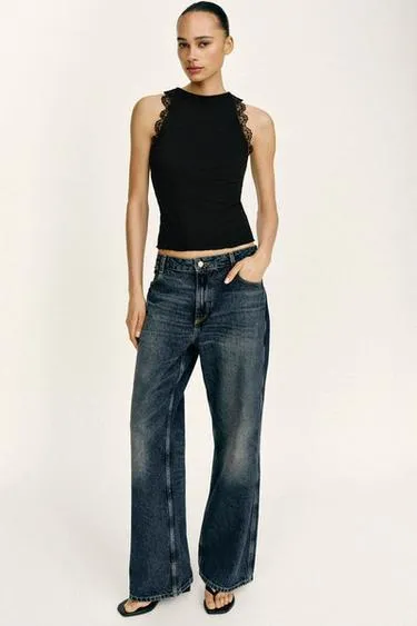 Кружевной топ в рубчик