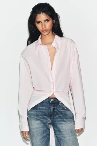 Рубашка оверсайз на завязках- Заказать в России