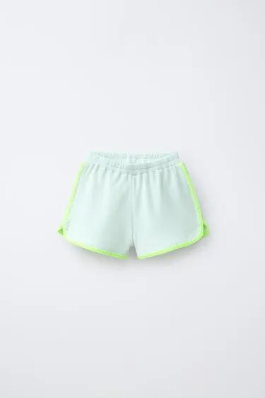Шорты-бермуды вафельного плетения с флуоресцентными деталями