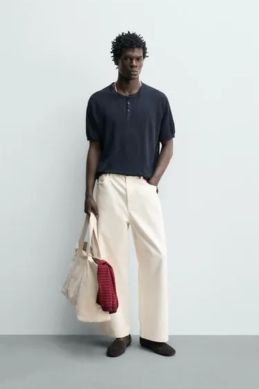 Футболка с воротником на пуговицах из 100% льна