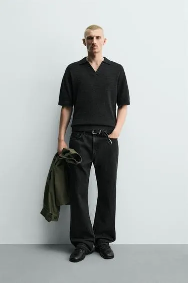 Поло из трикотажа Relaxed Fit с рельефной текстурой- Заказать в России