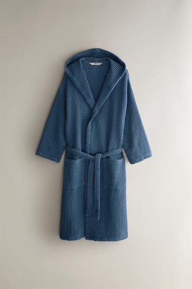 Zara Халат из хлопкового вафельного трикотажа купить с доставкой.