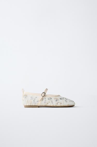 Zara Туфли-балетки с вышивкой купить с доставкой.