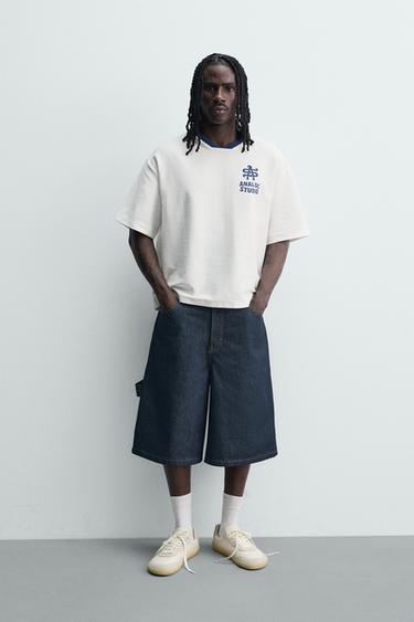 Толстовка свободного кроя с контрастным принтом- Заказать в России