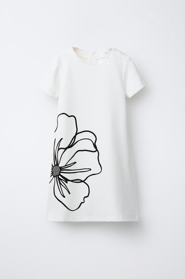 Платье с блестящим цветочным принтом- Заказать в России