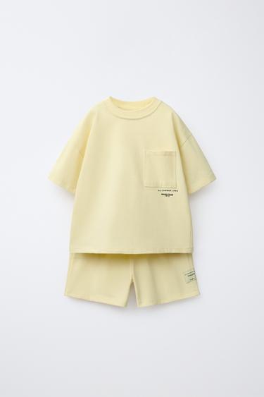 Zara Однотонный комплект из футболки и бермудов купить с доставкой.