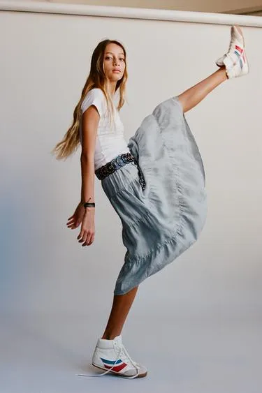 Юбка миди из 100% рами со вставками- Заказать в России