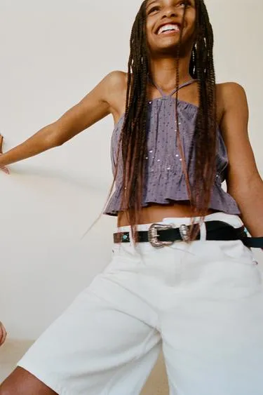 Укороченный топ с пайетками