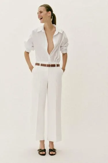 Брюки с отворотами и ремнем- Заказать в России