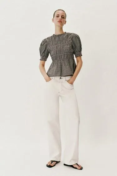 Рубашка в клетку со структурой «соты»- Заказать в России