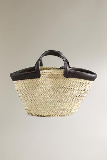 Zara Мини сумка-тоут с деталями из кожи