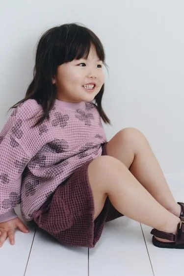 Вафельная толстовка с цветочным принтом