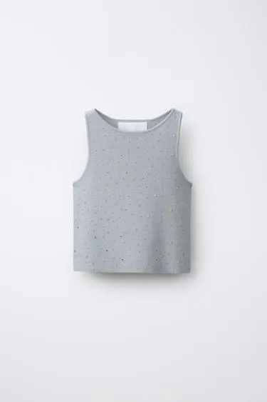 Трикотажный топ с блестками- Заказать в России