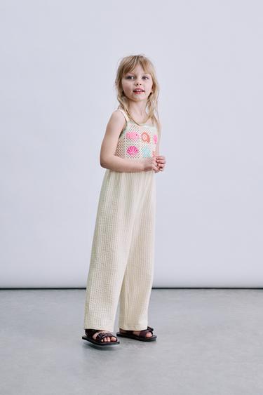 Zara Длинный комбинезон с вышивкой