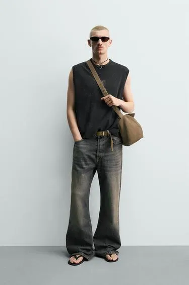 Трикотажный топ без рукавов с принтом- Заказать в России