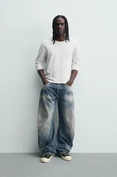 Джинсы Barrel Fit с декоративными швами- Заказать в России