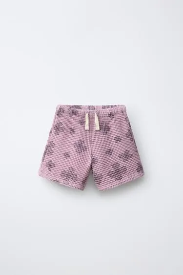 Шорты «вафелька» с цветочным принтом