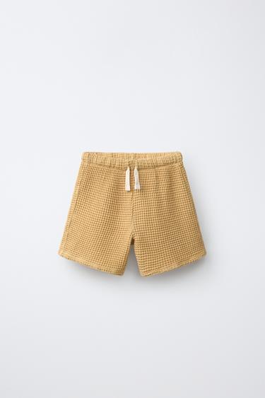 Zara Однотонные шорты вафельного плетения